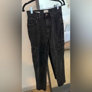Black High Rise 90’s fit Cargo Jeans